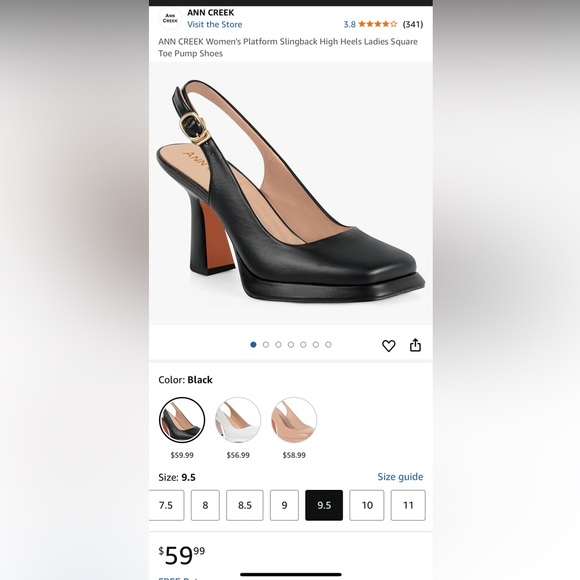 ANN CREEK Women's Platform Slingback High Heels Square Toe Pump Shoes size 9.5 M - Picture 16 of 16